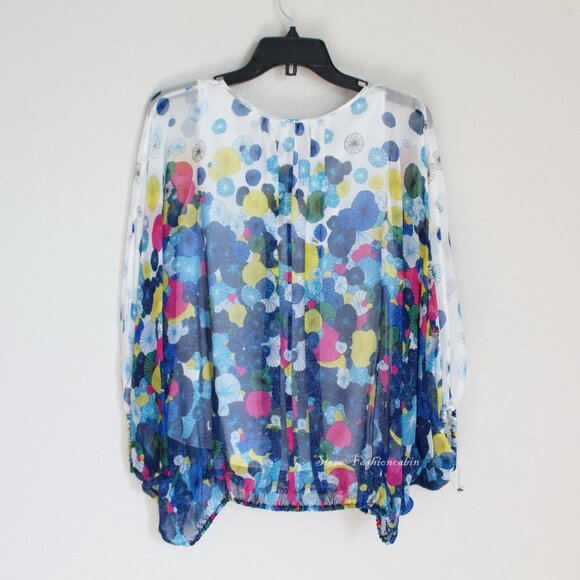 DVF Diane von Furstenberg Silk Batwing Blouse–Boho, Lightweight-Work or Vacation - Picture 9 of 16